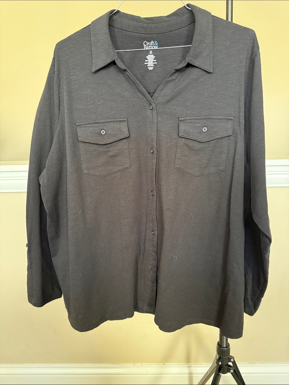 croft & barrow Men’s Dark Gray Button-Front Casual Shirt
